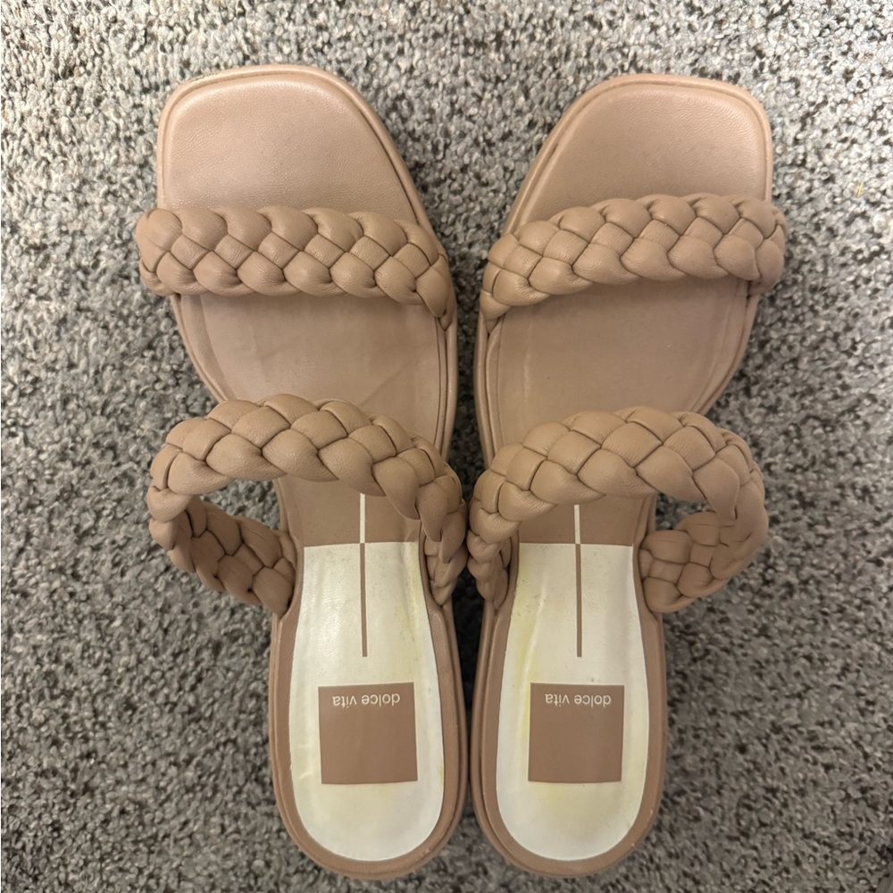 Dolce Vita Braided Slide Sandals in Taupe